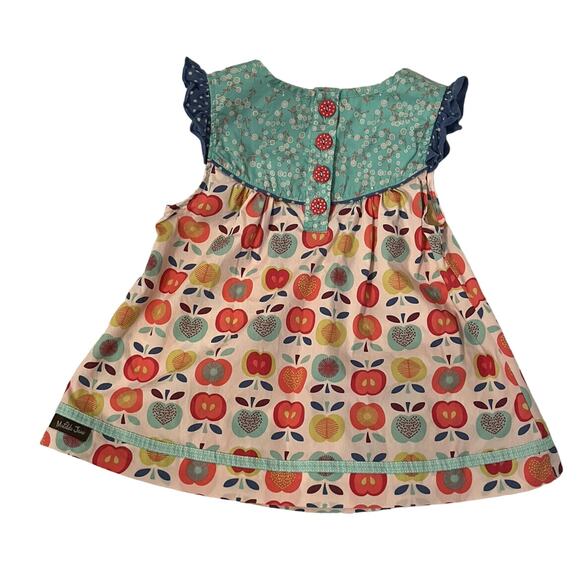 Matilda Jane Girls Dress Size 8 Apples Ruffles And Buttons On Back - EUC - Picture 2 of 8